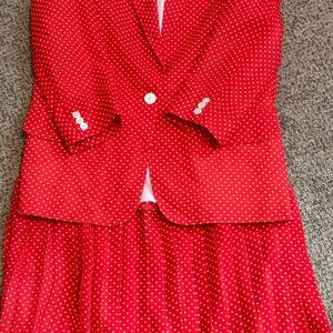 JH Collectibles Red with White Polka Dot Jacket and Skirt Set 8